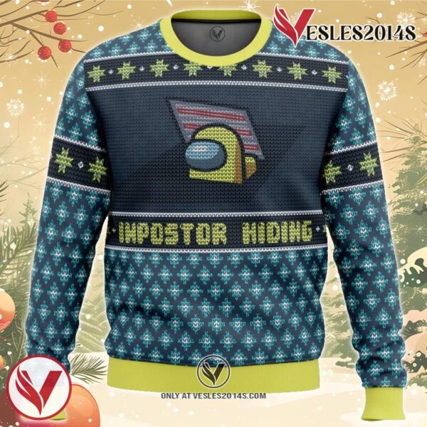 Impostor Hiding Among Us Ugly Christmas Sweater, Unique Christmas Gift For Fans - Vesles2014S
