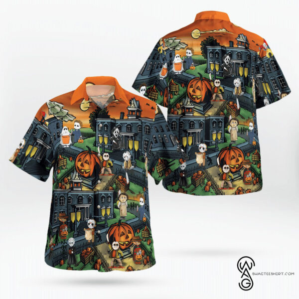 In HalloweenTown We Slay All Day Horror Characters Halloween Casual Beach Full Printing Hawaiian Shirt Vesles2014S 1