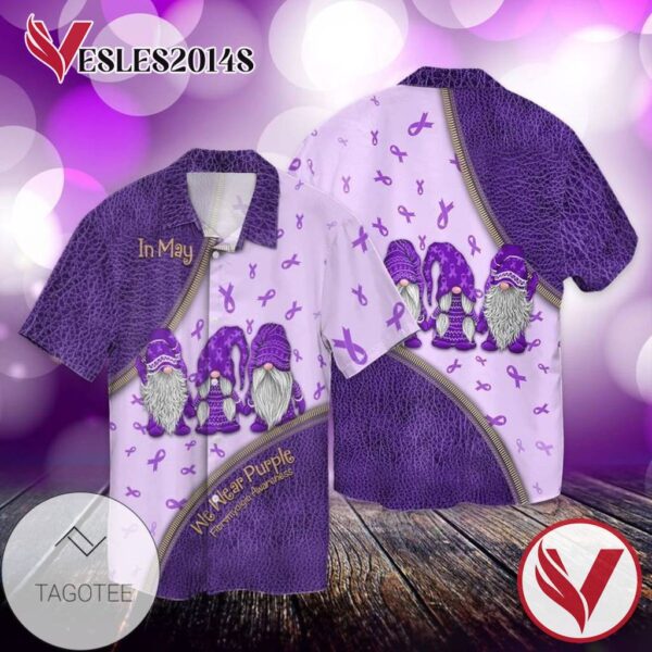 In May We Wear Purple Fibromyalgia Awareness Graphic Print Short Sleeve Hawaiian Casual Shirt Vesles2014S 1