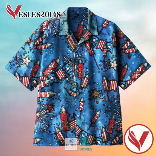 Independence Day Fireworks Casual Hawaiian Shirt, Best Gifts For Summer Vesles2014S