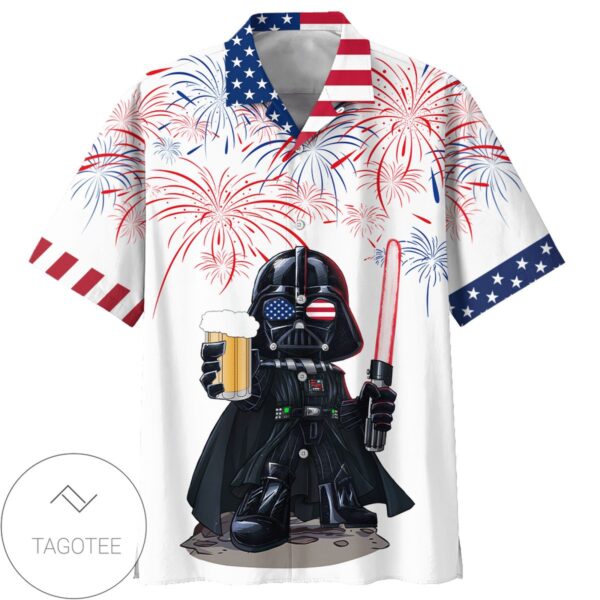 Independence Day Star Wars Darth Vader With Beer Hawaiian Graphic Print Short Sleeve Hawaiian Casual Shirt Vesles2014S 1