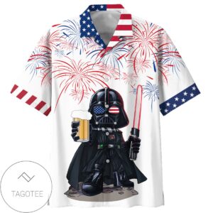Independence Day Star Wars Darth Vader With Beer Hawaiian Graphic Print Short Sleeve Hawaiian Casual Shirt Vesles2014S