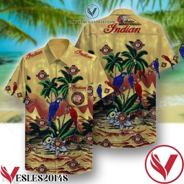 Indian Motorcycle Parrot Flowers Hawaiian Shirt, Unique Gifts For Friends - Vesles2014S 1