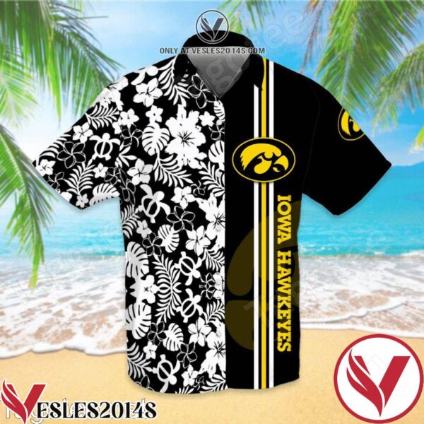 Iowa Hawkeyes Flowery Black Hawaiian Shirt And Short, Unique Gifts For Friends - Vesles2014S 1