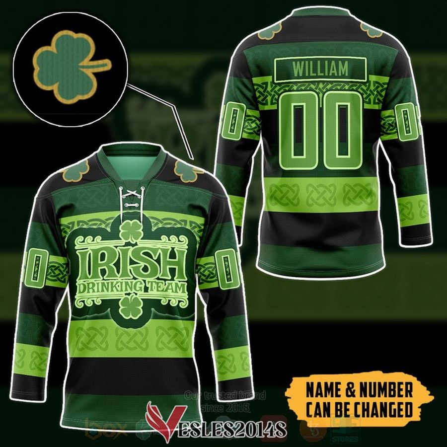 Irish Drinking Team St Patrick's Day Personalized Hockey Jersey, Trending Gifts For Fans - Vesles2014s 2