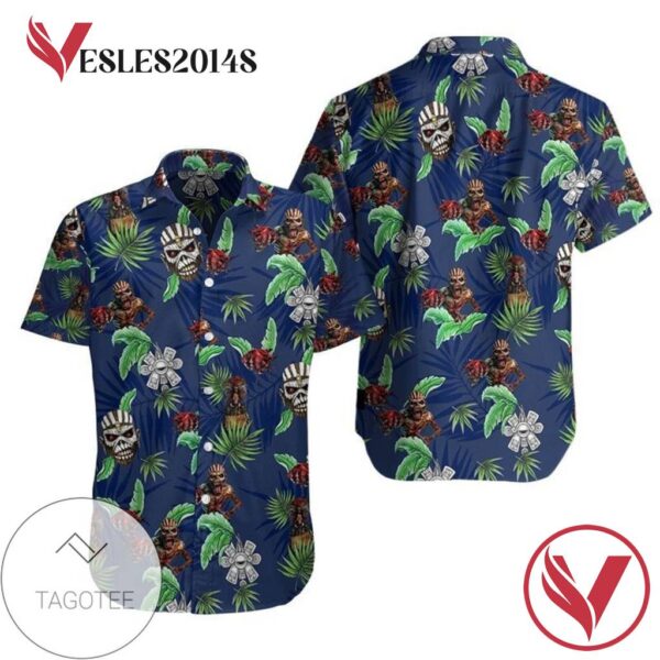 Iron Maiden Rock Band Music x Skull Hawaiian Graphic Print Short Sleeve Hawaiian Casual Shirt Vesles2014S 1