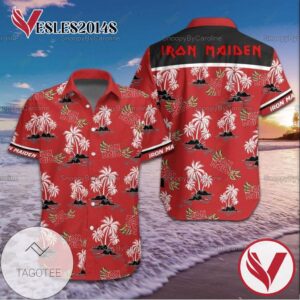 Iron Maiden Rock Music Band Graphic Print Short Sleeve Hawaiian Casual Shirt Vesles2014S