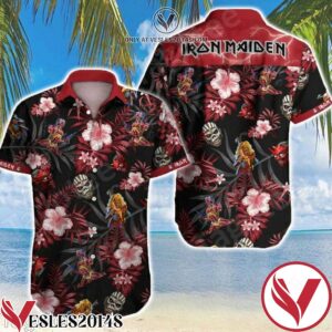 Iron Maiden Tropical Floral Black Hawaiian Shirt, Unique Gifts For Friends - Vesles2014S 1