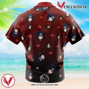 Itachi Uchiha Pattern Naruto Hawaiian Button Up Shirt, Perfect Gifts For Anime Lovers - Vesles2014S 1