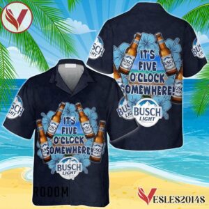 It's Five O'clock Somewhere Busch Light Hawaiian Shirt, Best Summer Gifts For Fans - Vesles2014S 1