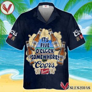 It's Five O'clock Somewhere Coors Banquet Hawaiian Shirt, Best Summer Gifts For Fans - Vesles2014S