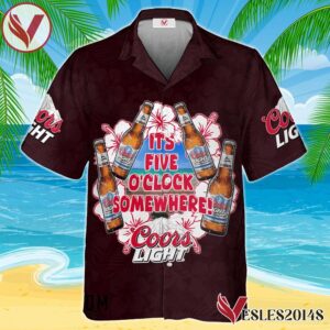 It's Five O'clock Somewhere Coors Light Hawaiian Shirt, Best Summer Gifts For Fans - Vesles2014S