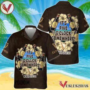 It's Five O'clock Somewhere Guinness Beer Hawaiian Shirt, Best Summer Gifts For Fans - Vesles2014S 1