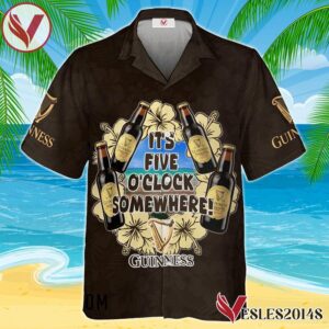 It's Five O'clock Somewhere Guinness Beer Hawaiian Shirt, Best Summer Gifts For Fans - Vesles2014S
