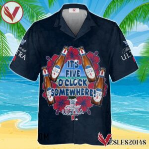 It's Five O'clock Somewhere Michelob ULTRA Hawaiian Shirt, Best Summer Gifts For Fans - Vesles2014S