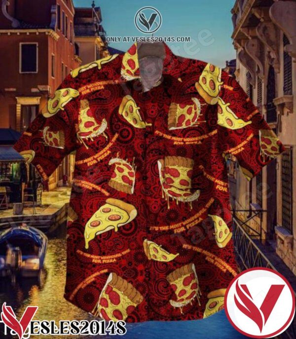 It’s The Most Wonderful Time For Pizza Paisley Red Hawaiian Shirt, Unique Gifts For Friends - Vesles2014S 1
