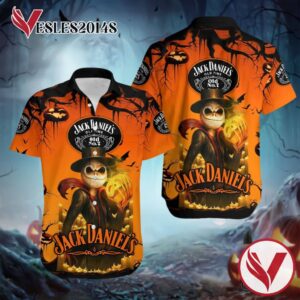 Jack Daniels Wine Jack Skellington Halloween Casual Beach Full Printing Hawaiian Shirt Vesles2014S 1