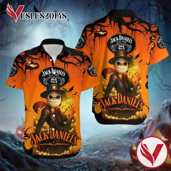 Jack Daniels Wine Jack Skellington Halloween Casual Beach Full Printing Hawaiian Shirt Vesles2014S 1