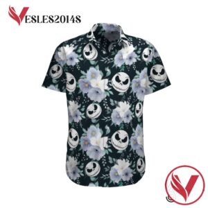 Jack Skelington TNBC Flower Halloween Casual Beach Full Printing Hawaiian Shirt Vesles2014S 1