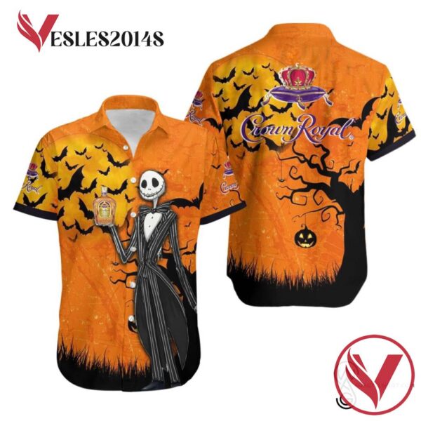 Jack Skellington Crown Royal Wine Halloween Casual Beach Full Printing Hawaiian Shirt Vesles2014S 1