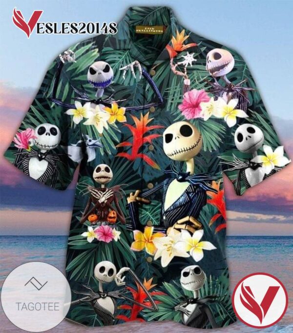 Jack Skellington Print Short Sleeve Hawaiian Casual Shirt Vesles2014S