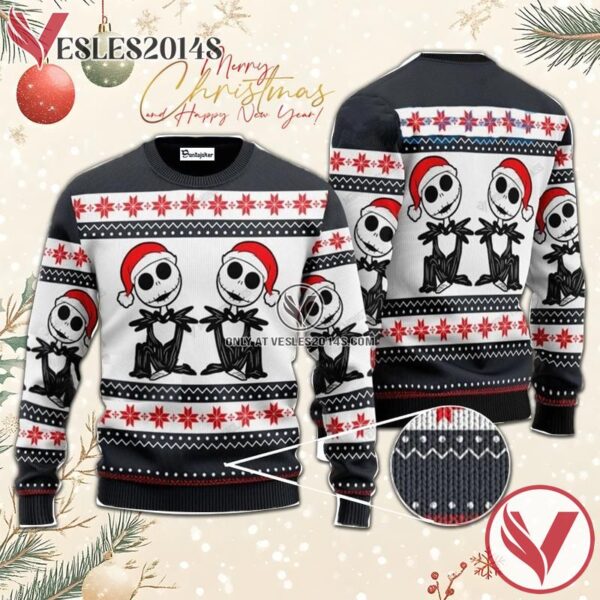 Jack Skellington Santa Ugly Sweater, Unique Winter Outfits For Fans - Vesles2014S  1