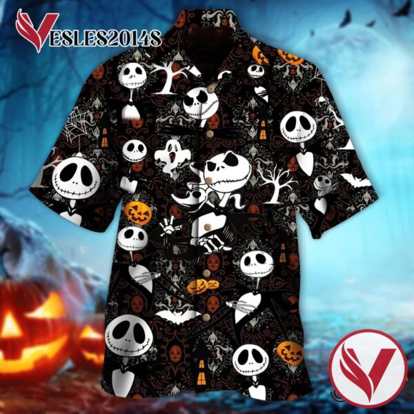 Jack Skellington Skull Tiny Pattern Halloween Casual Beach Full Printing Hawaiian Shirt Vesles2014S