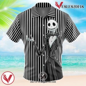 Jack Skellington The Night Before Christmas Hawaiian Button Up Shirt, Perfect Gifts For Anime Lovers - Vesles2014S