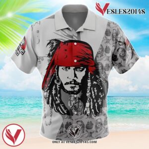 Jack Sparrow Pirates of the Caribbean Hawaiian Button Up Shirt, Perfect Gifts For Anime Lovers - Vesles2014S