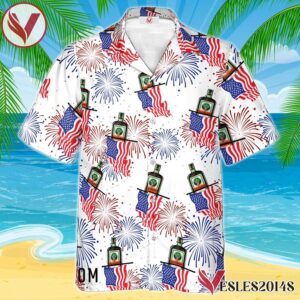 Jagermeister American Flag Fireworks Hawaiian Shirt, Best Summer Gifts For Fans - Vesles2014S 1