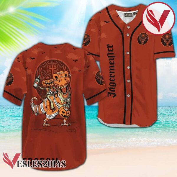 Jagermeister Orange Halloween Dinosaur Baseball Jersey, Perfect Gifts For Fans - Vesles2014S