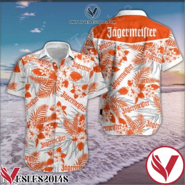 Jagermeister Orange Tropical Floral White Hawaiian Shirt, Unique Gifts For Friends - Vesles2014S 1