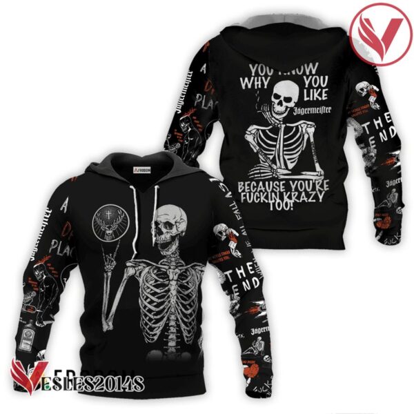 Jagermeister Rock And Roll Skeleton Skull Hoodie & Zip Hoodie - Vesles2014S