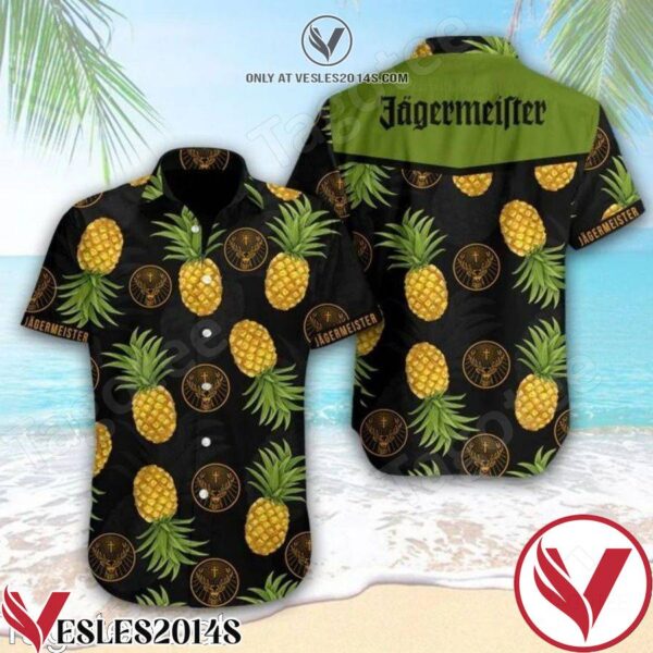 Jagermeister Tropical Pineapple Black Hawaiian Shirt, Unique Gifts For Friends - Vesles2014S 1