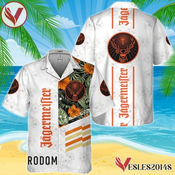 Jagermeister White Tropical Flower Hawaiian Shirt, Best Summer Gifts For Fans - Vesles2014S
