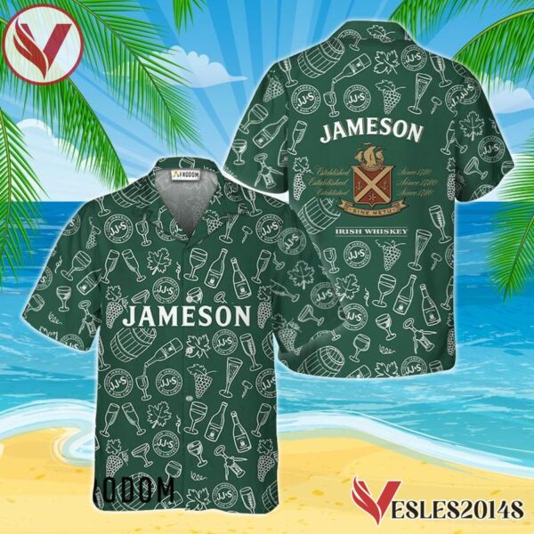 Jameson Irish Whiskey Doodle Art Hawaiian Shirt, Best Summer Gifts For Fans - Vesles2014S