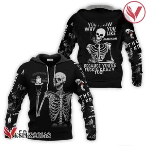 Jameson Irish Whiskey Rock And Roll Skeleton Skull Hoodie & Zip Hoodie - Vesles2014S