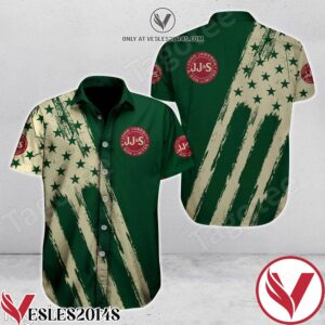 Jameson Irish Whiskey USA Flag Green Beige Hawaiian Shirt And Short, Unique Gifts For Friends - Vesles2014S 1