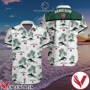 Jameson Irish Whiskey White Palm Tree Hawaiian Shirt And Short, Unique Gifts For Friends - Vesles2014S 1