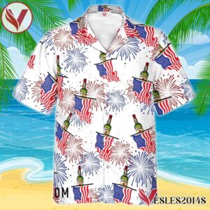 Jameson Whiskey American Flag Fireworks Hawaiian Shirt, Best Summer Gifts For Fans - Vesles2014S 1