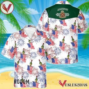 Jameson Whiskey American Flag Fireworks Hawaiian Shirt, Best Summer Gifts For Fans - Vesles2014S