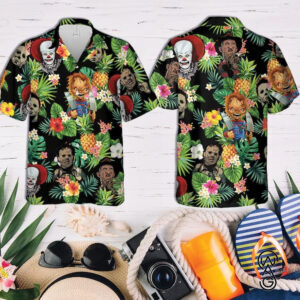 Jason Chucky Michael Freddy Horror Characters Halloween Casual Beach Full Printing Hawaiian Shirt Vesles2014S 1