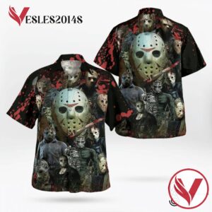 Jason Voorhees Face Halloween Casual Beach Full Printing Hawaiian Shirt Vesles2014S