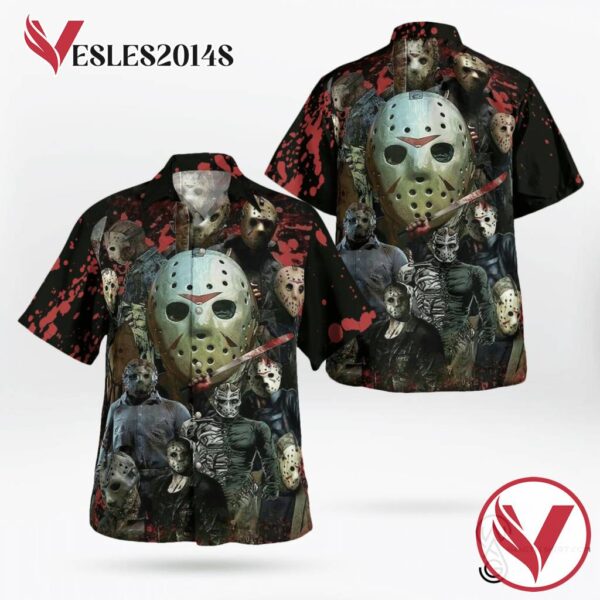 Jason Voorhees Face Halloween Casual Beach Full Printing Hawaiian Shirt Vesles2014S