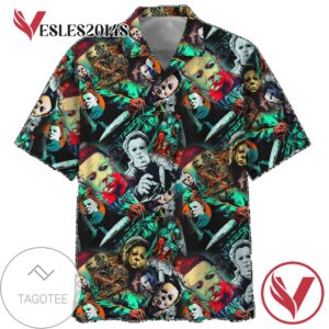 Jason Voorhees Horror Print Short Sleeve Hawaiian Casual Shirt Vesles2014S