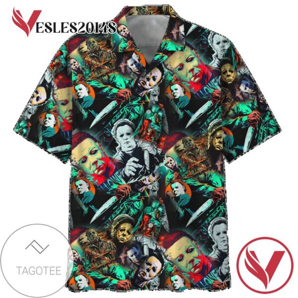 Jason Voorhees Horror Print Short Sleeve Hawaiian Casual Shirt Vesles2014S