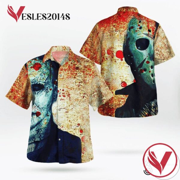 Jason Voorhees VS Michael Myers Face Halloween Casual Beach Full Printing Hawaiian Shirt Vesles2014S 1
