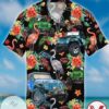 Jeep and Flamingo Print Short Sleeve Hawaiian Casual Shirt Vesles2014S