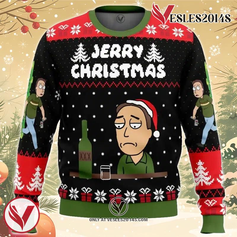 Jerry Christmas Rick and Morty Ugly Christmas Sweater, Unique Christmas Gift For Fans - Vesles2014S