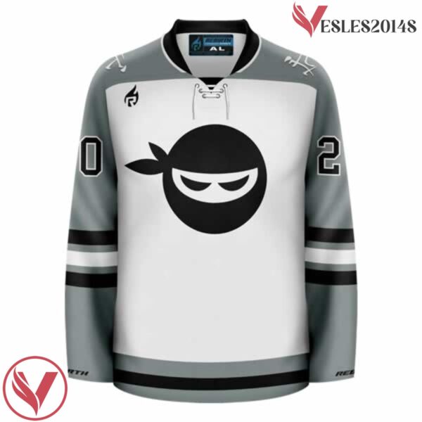 Jersey Ninja Classic Logo Hockey Jersey - GreyWhite - Vesles2014S 2